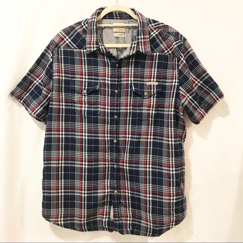 EUC Lucky Brand Short Sleeve Plaid Button Up